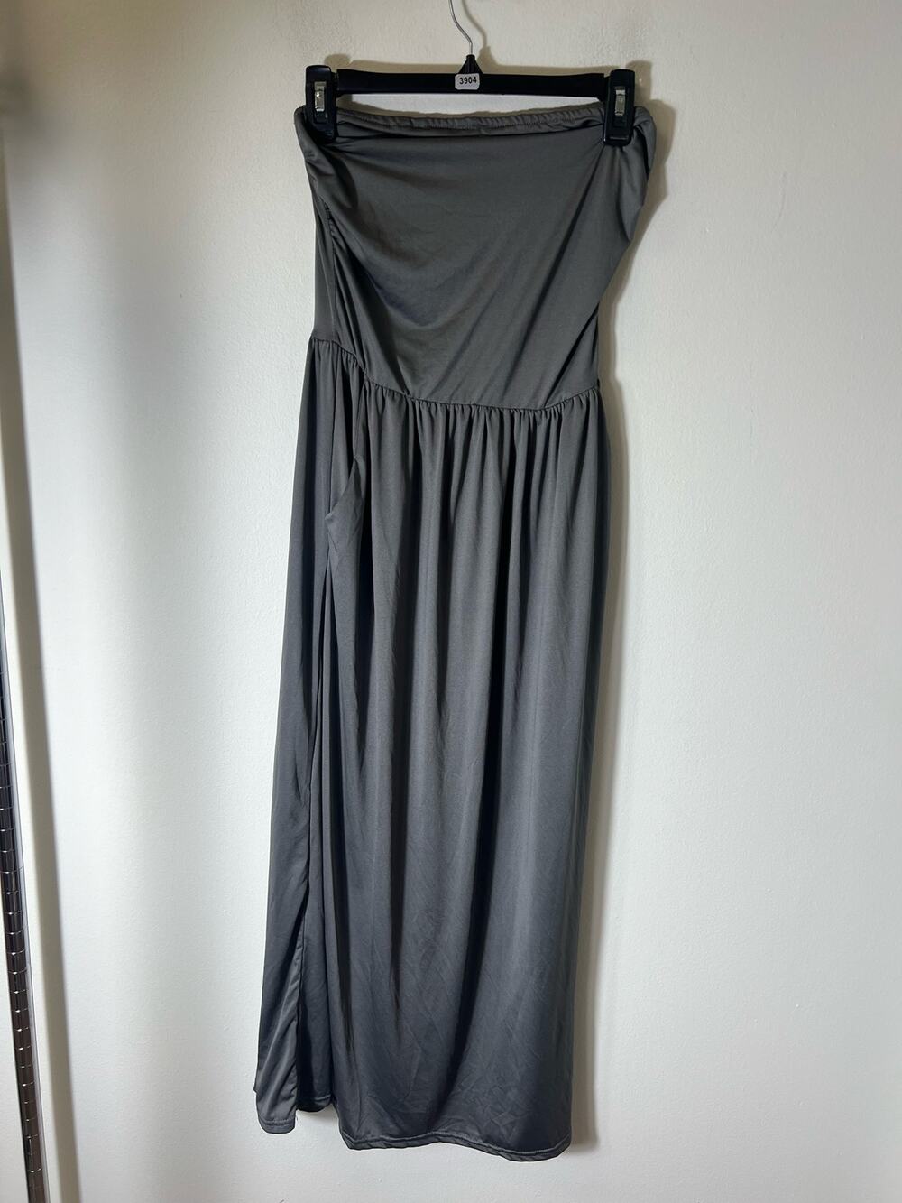 Womens Gray strapless polyester/elastane dress medium